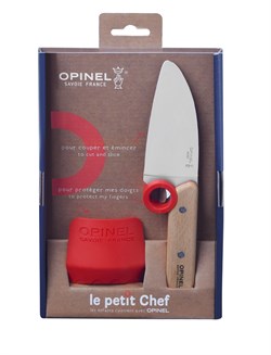 Нож шеф-повара Opinel+защита пальцев, деревянная рукоять, нержавеющая сталь, коробка, 001744 - фото 100990