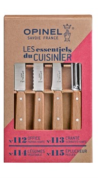 Набор ножей Opinel "Les Essentiels", нержавеющая сталь, рукоять бук( 4 шт./уп.), 001300 - фото 101031