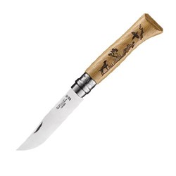 Нож Opinel №8, нержавеющая сталь, рукоять дуб, гравировка собака, 002335 - фото 102390