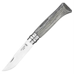 Нож Opinel №08, нержавеющая сталь, ручка из березы, серая  ручка, 002389 - фото 102684