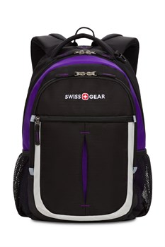 Рюкзак SWISSGEAR, чёрный/фиолетовый/серебристый, полиэстер 600D, 32х15х45 см, 22 л - фото 110115