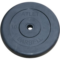 Диск обрезиненный черный Atlet Barbell d-26 10 кг - фото 75957