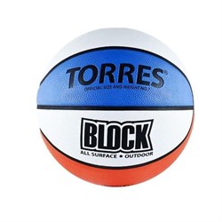 Мяч баскетбольный Torres Block р.7 резина, бело-сине-красный - фото 76125