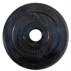 Диск обрезиненный черный Atlet Barbell d-51 10 кг - фото 77048