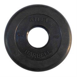 Диск обрезиненный черный Atlet Barbell d-51 2,5 кг - фото 77052