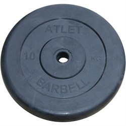 Диск обрезиненный черный Atlet Barbell d-31 10 кг - фото 78165