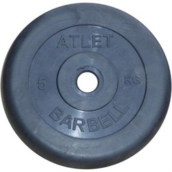 Диск обрезиненный черный Atlet Barbell d-31 5 кг - фото 78166