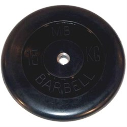 Диск обрезиненный черный Mb Barbell d-26 15 кг - фото 79074