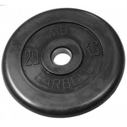 Диск обрезиненный черный Mb Barbell d-26 20 кг - фото 79075