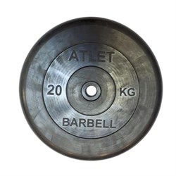 Диск обрезиненный черный Atlet Barbell d-31 20 кг - фото 79146