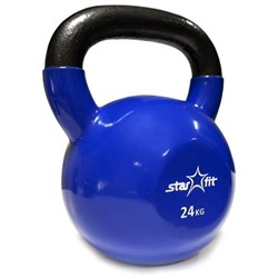 Гиря чугунная с виниловым покрытием Starfit DB-401 24 кг темно-синяя - фото 83496