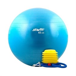 Мяч гимнастический Starfit GB-102 с насосом 65 см антивзрыв, синий - фото 83803