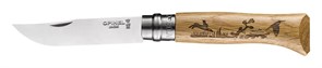 Нож Opinel №8, нержавеющая сталь, рукоять дуб, гравировка заяц, 002333