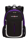 Рюкзак SWISSGEAR, чёрный/фиолетовый/серебристый, полиэстер 600D, 32х15х45 см, 22 л