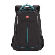 Рюкзак SWISSGEAR, черный/бирюзовый, фьюжн/2 мм рипстоп, 32x15x46 см, 22 л