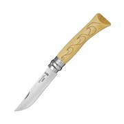 Нож Opinel №7 Nature, нержавеющая сталь, рукоять самшит, гравировка волны