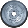 Диск обрезиненный черный Atlet Barbell d-31 2.5 кг - фото 79093